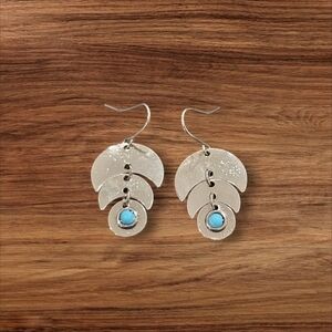 Silver and Turquoise Blue Drop Earrings